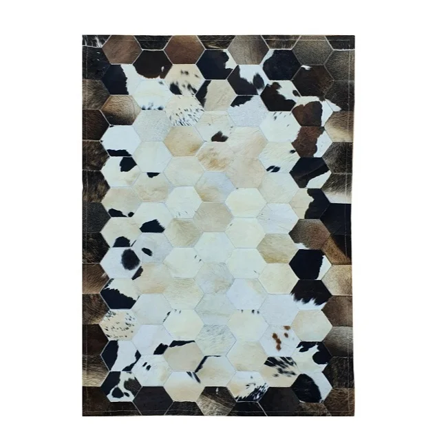 Cow leather carpet Natural brown and white cowhide Hair on Handmade Pure Genuine leather Patchwork cowhide fur Area rug