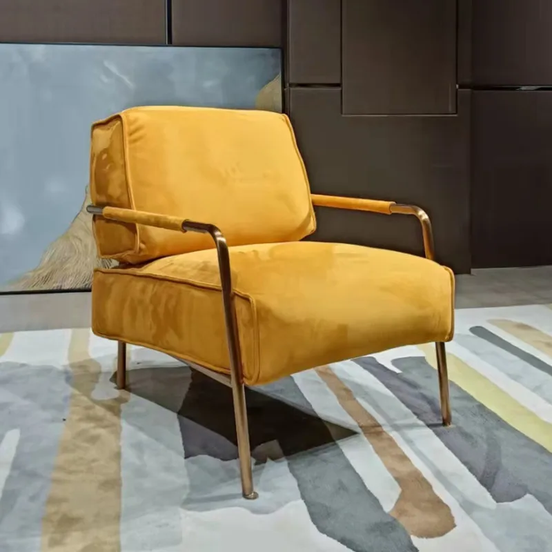 Designer Single Person Leisure Chair Hotel Rooms Minimalist Living Room Balcony Internet Celebrity Sofa Chair Fabric Seat