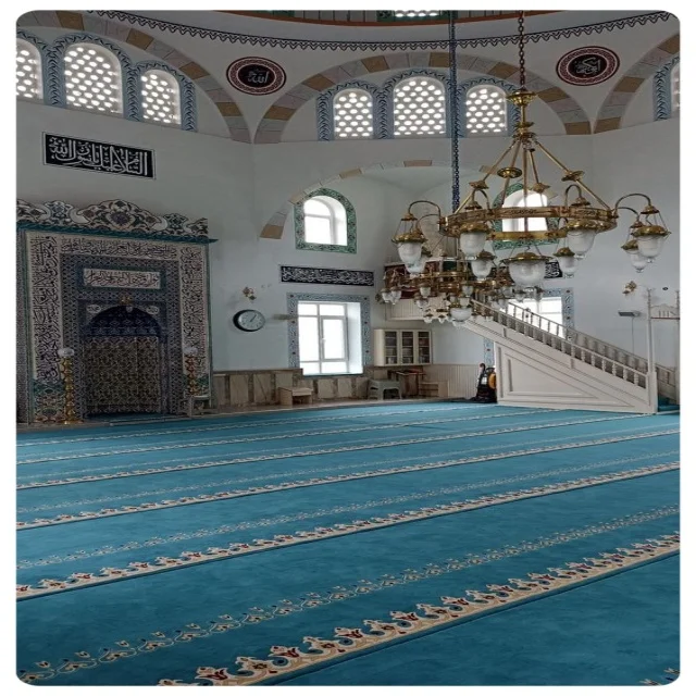 Machine Pattern Carpet for Mosque, prayer Room Carpets Made Red and Blue  Modern Floral Round Floor Carpet
