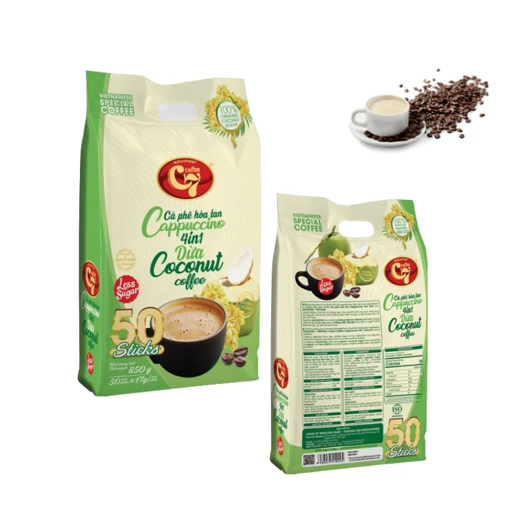 Instant Coffee Vietnamese Taste As Coconut Coffee Best Selling Cappuccino 4 In 1 Using With Hot Water From Vietnam Factory