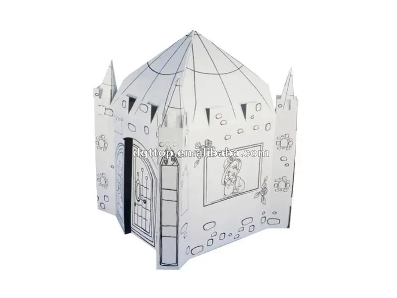 BSCI Chinese Factory Toy Creative Painting Set 3d Puzzle Coloring Of Cardboard  Diy Kids Paper Doll House For Sale