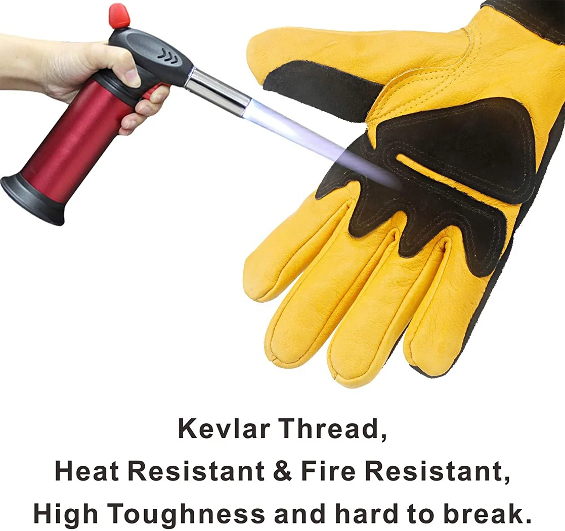 Black Yellow 16-inch Long Sleeve 932F Heat Resistant durable aluminum foil Insulated Lining Grill BBQ Gloves for Men and Women