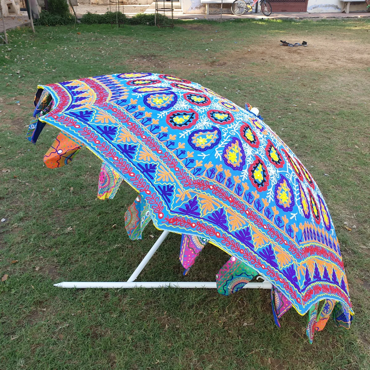 Indian handmade embroidered garden umbrella -INDIAN PARASOLS