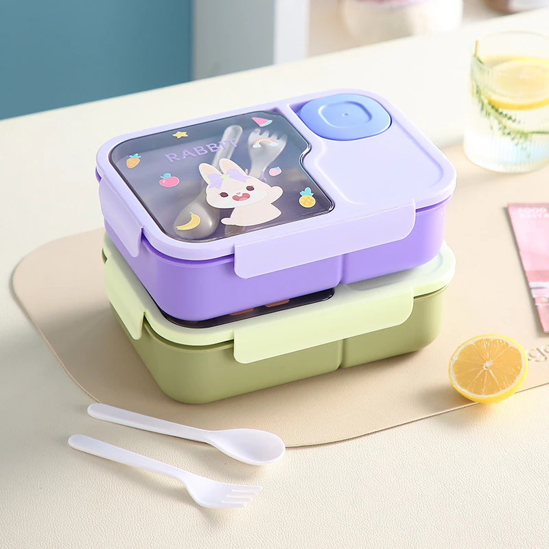 V88 3 Compartment Bento Box for Students Plastic Bento Lunch Box Food Storage Containers for Dining Out Work