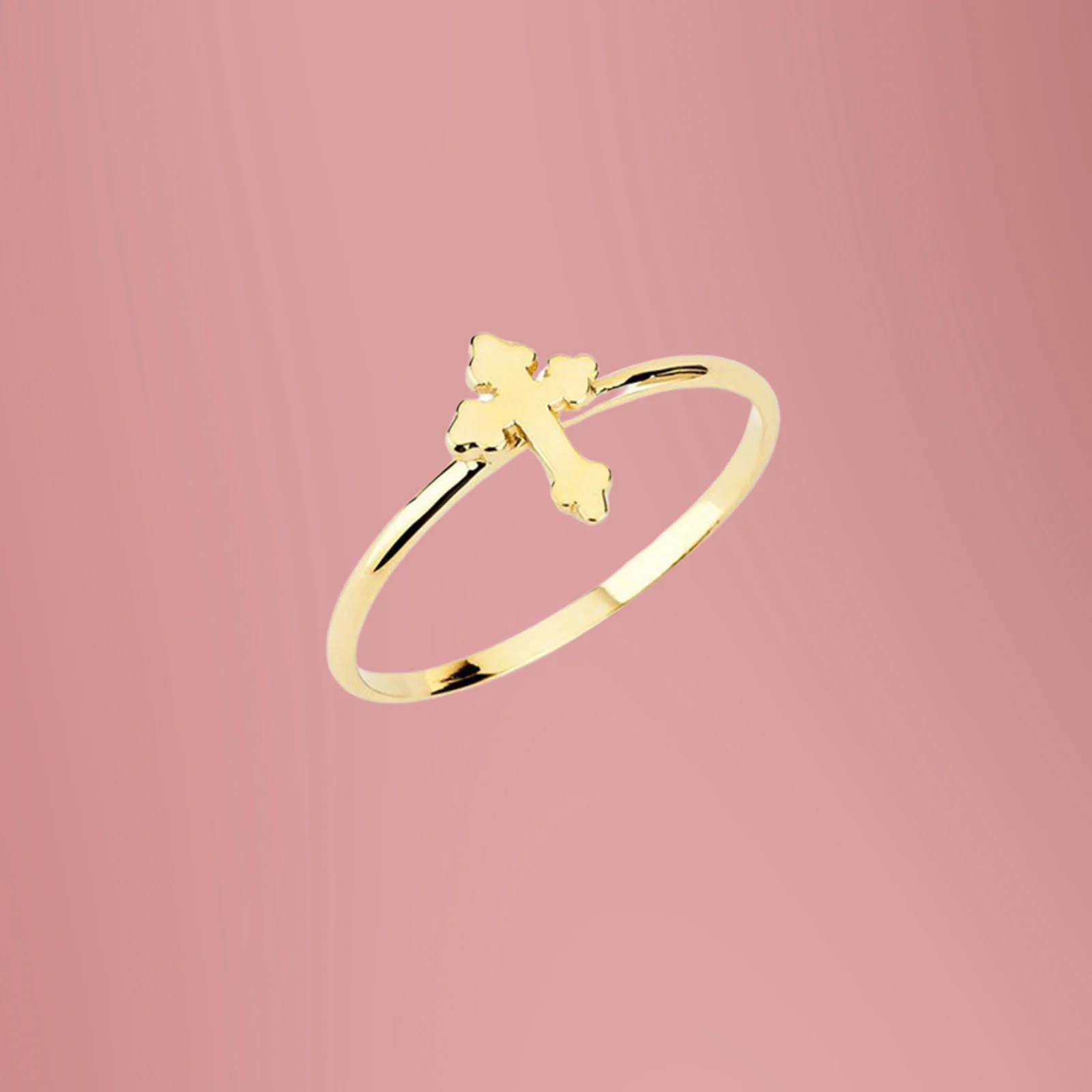 Gold Plated Cross Ring Fashion accessory Elegant Trendy cross ring Christian symbol Inspirational jewelry