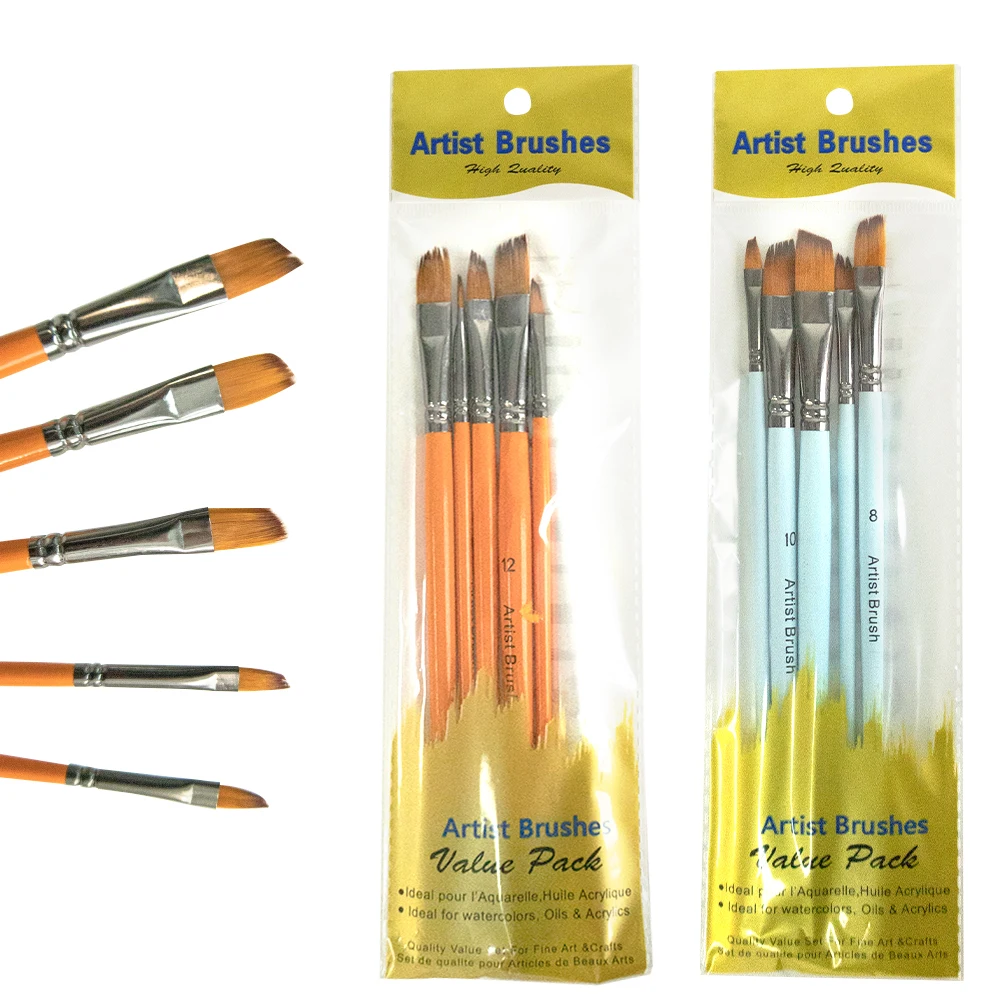 Professional Painting Brushes 5pcs Set Wooden Handle Art Brush Watercolor Acrylic Oil Painting  Artist Brushes