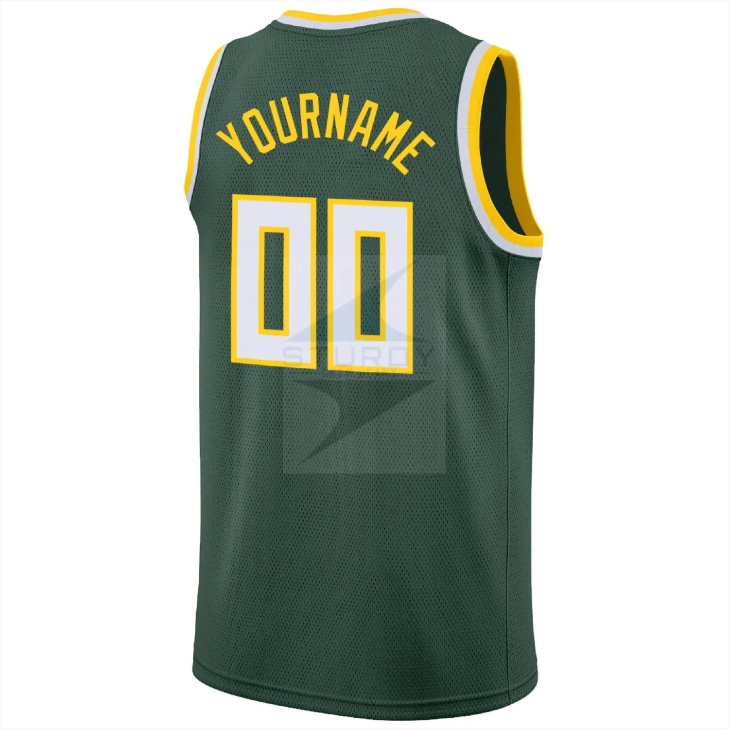 Basketball Jersey 100% Polyester Color Design T Shirt Wholesale Hunter Green White-Gold Basketball Jersey