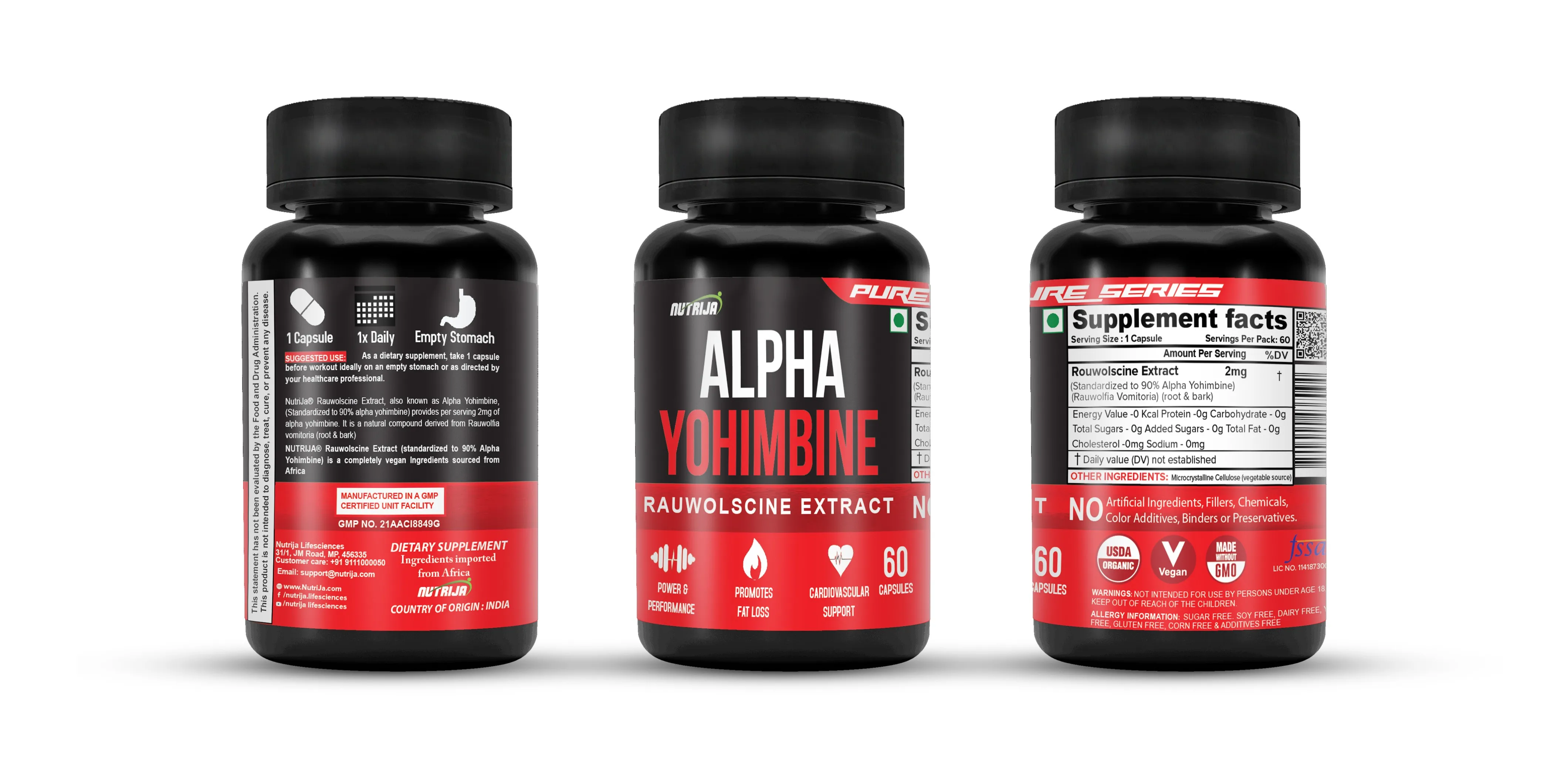 Добавка RAUWOLSCINE - ALPHA YOHIMBIN (2 мг) 60 капсул