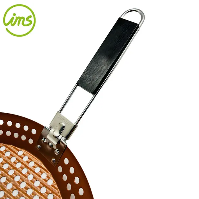 Customized Logo Round BBQ Grilling Pan With Removable able Handle