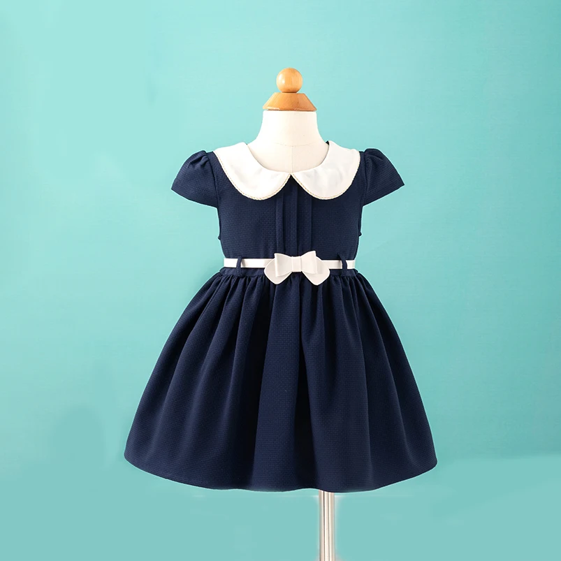 Wholesale Kids Girls Tulle Detailed Princess Dress Turn Down Collar Front Flare Tutu Dresses For Girls Kids