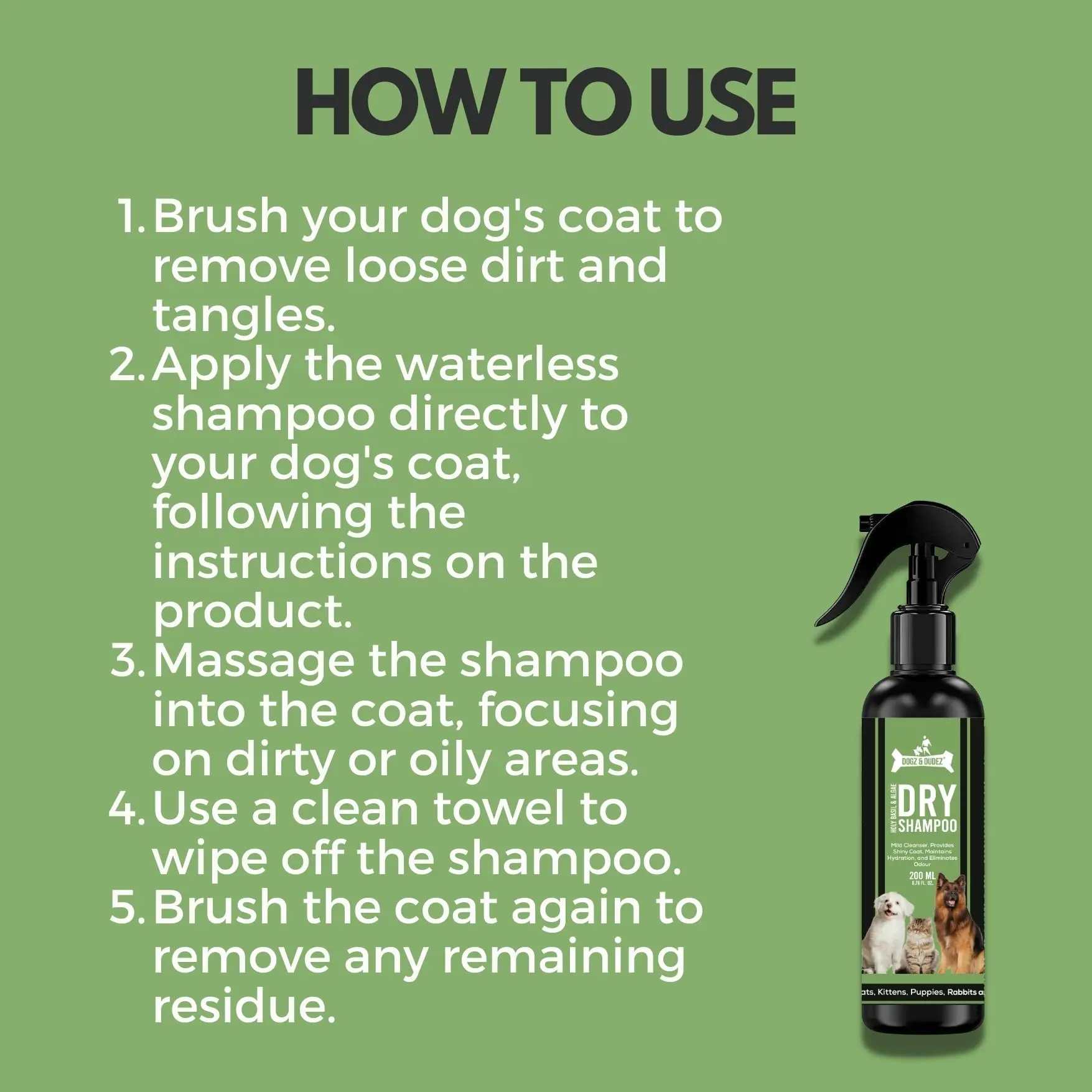 Ready To Ship Premium Quality 2 in 1 Algae Infused Dry Shampoo and Conditioner for Dogs Deep Cleansing at Best Prices