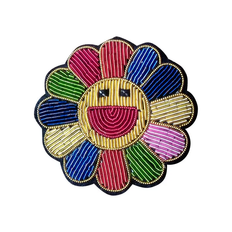 Custom Made Factory Price India Silk Patches Embroidery Badge Embroidered Beaded Fabric India Patches