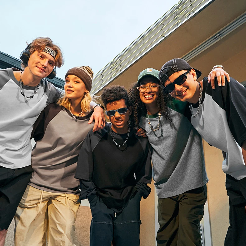 Hip Hop Clothing for Women Raglan T Shirts Tshirts Cotton Blank Plain Custom Printing Embroidery