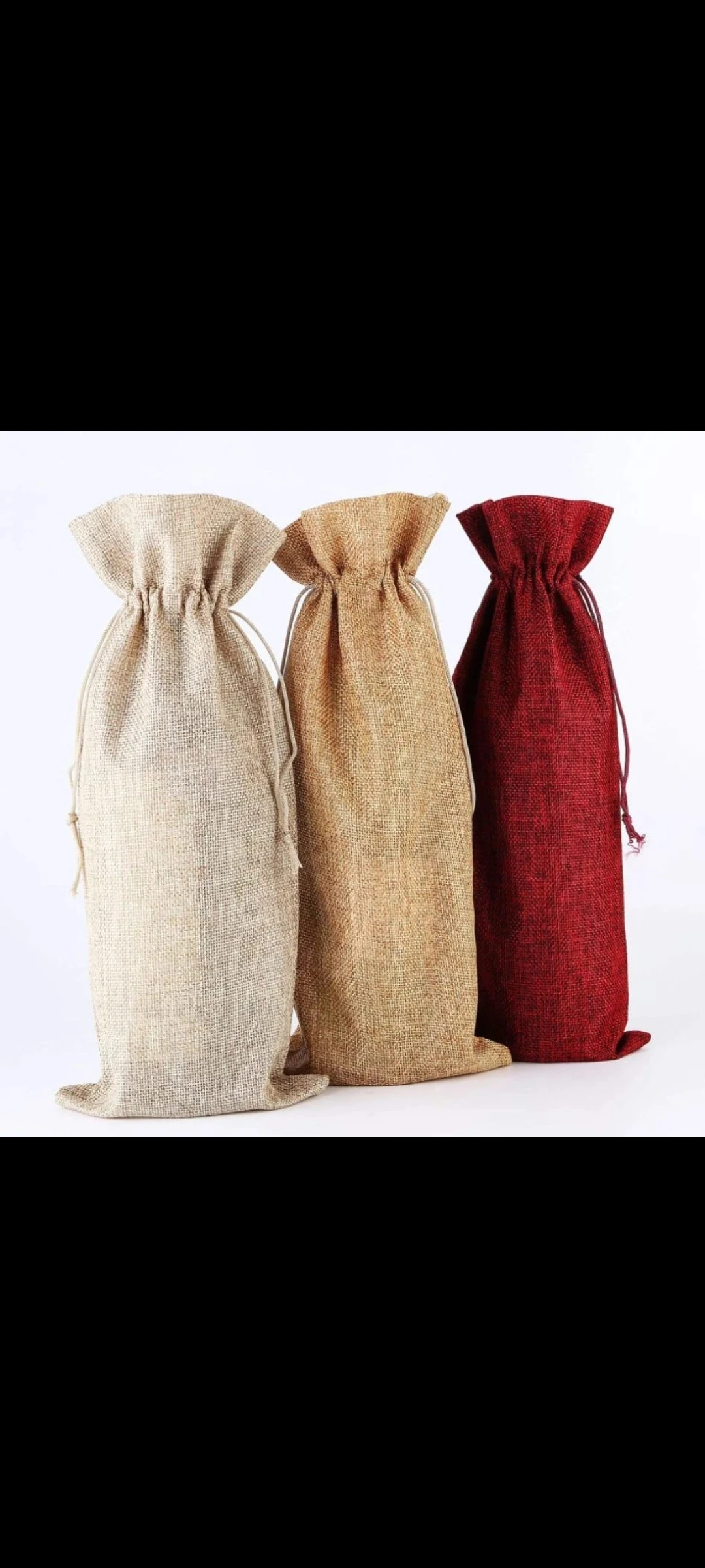 Corporate Gift Jute Cotton White And Color Elastic Muslin Bags Deals In Wholesale Used For Put Wine Bottle
