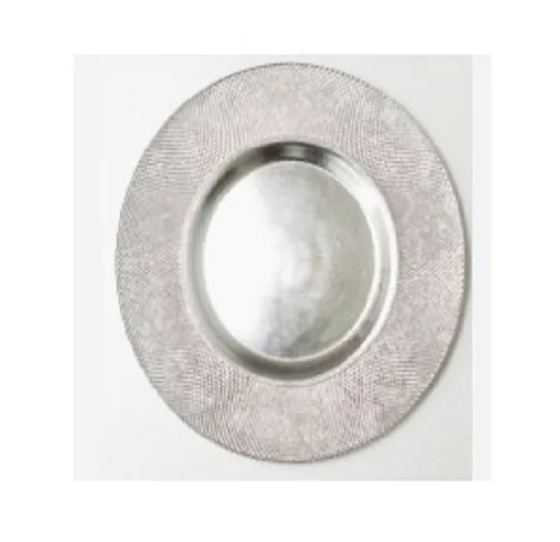 Copper Color Hammered Metal Charger Plate Wedding and Party Decoration Food Serving Plate Wholesale Clear Beaded Charger Plates