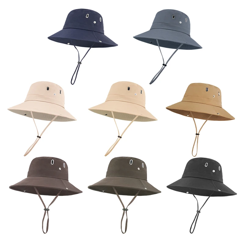 Summer Fashion Women White Plain Polyester Upf 50 Sun Hat Uv Protection Quick Dry Beach Boonie Bucket Hats Unisex With String