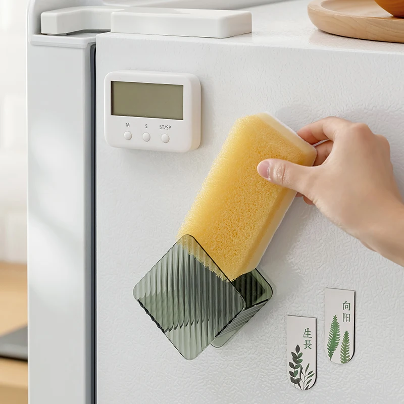 Magnetic Large Load Bearing Metal Refrigerator Kitchen Sponge Rag Does Not Occupy the Storage Shelf