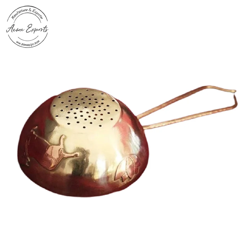 Hot Selling Handcrafted Tea Strainer with  lotus in Brass for Tea and Coffee Table Top