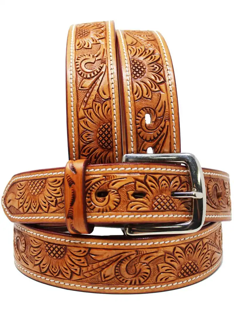 Cowboy Kids Western Full Grain Heavy Duty Belt Premium Cow Hide Custom Beaded Designs Luxury Belts Ready to Ship Unisex
