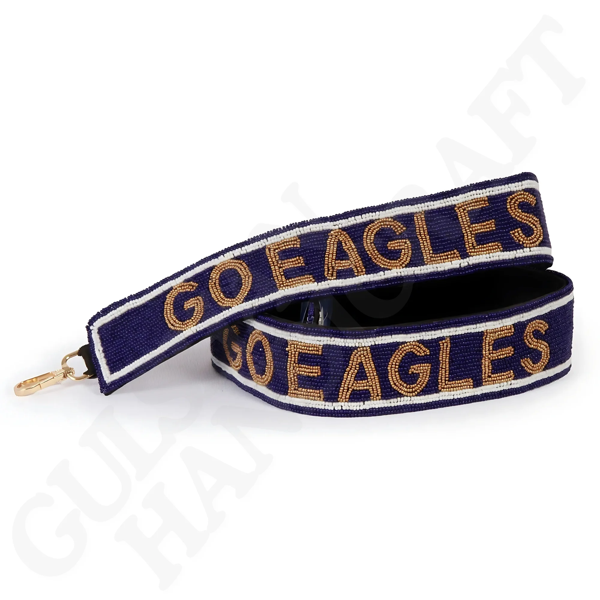 Georgia Southern Eagles Navy and Gold Beaded Purse Strap - Officially Collegiate Licensed Game Day Bag Strap for Eagles Fans