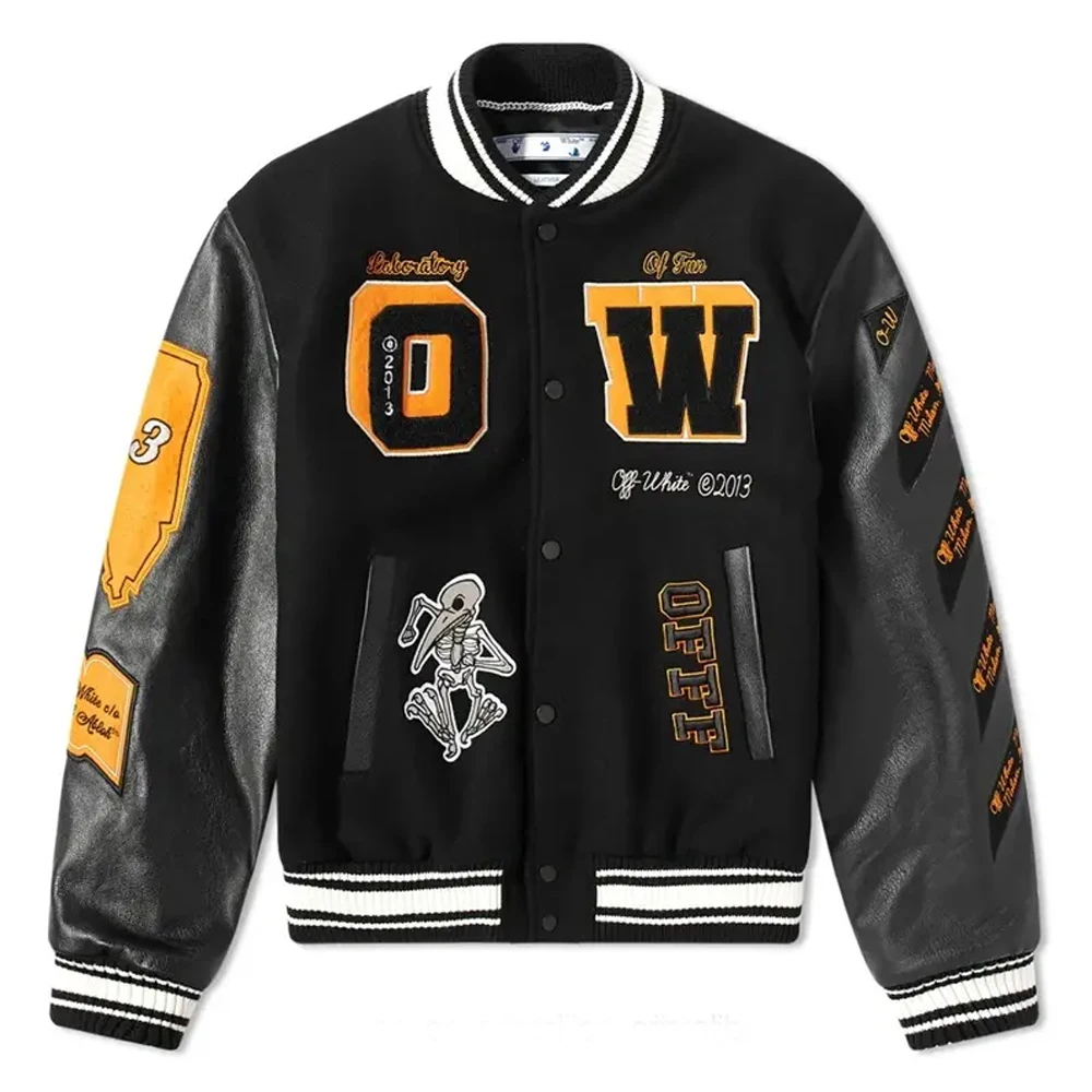 Custom Chenille Patch Embroidery 100% Wool Leather Sleeves Vintage Bomber Baseball Letterman Varsities Jacket For Men youth