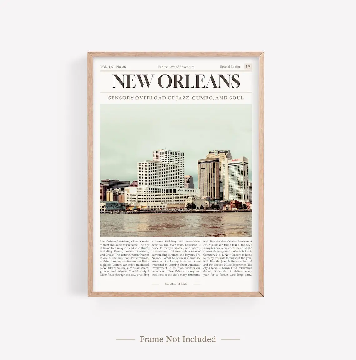 SQ New Orleans City Canvas Prints Wall Art New Orleans Map Photo Poster Photography America Painting