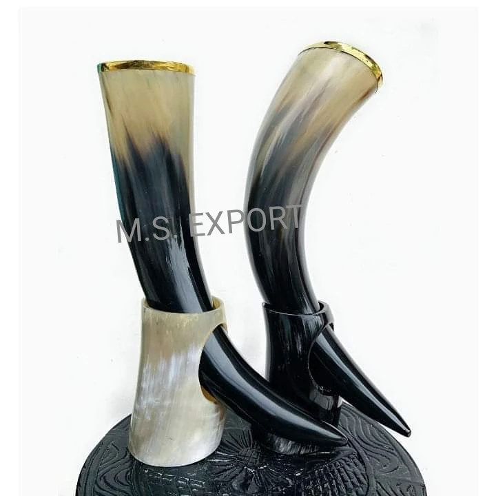 Royal Artisans Beer Viking Wine Drinking Mug Party Viking Drinking Horn With Stand From India