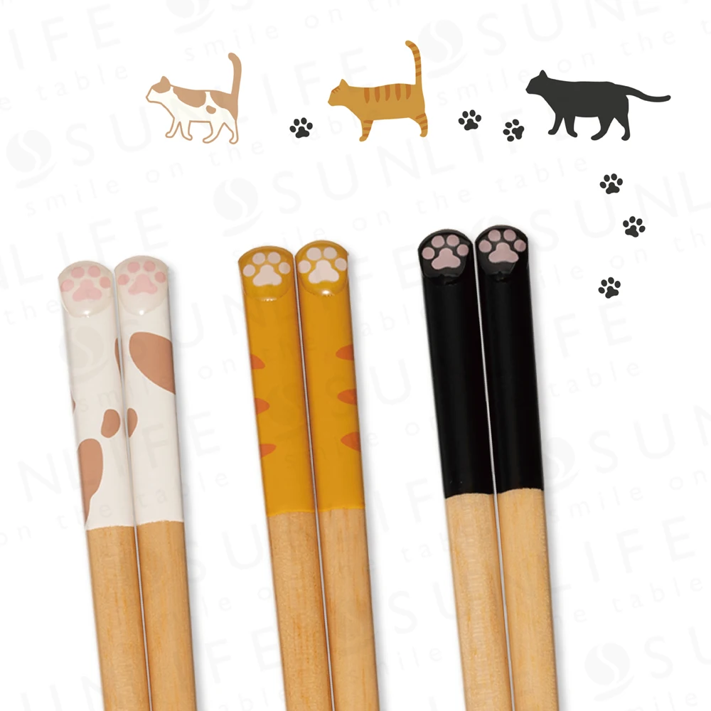 Симпатичные японские палочки для еды с принтом и кошкой