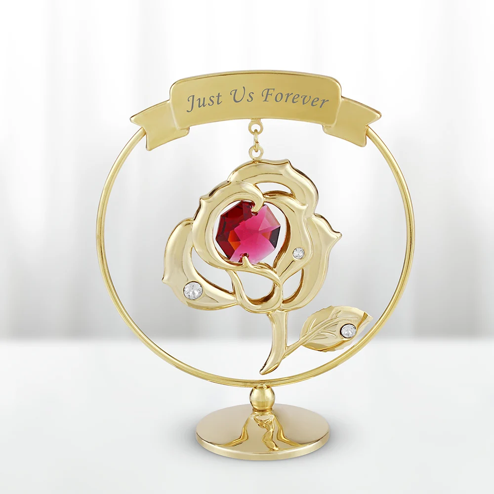 CRYSTOCRAFT Wedding Favors Crystal Rose Bohemia Crystal Dazzle Cut Gold Plated Personalized Laser Engraving Return Gifts