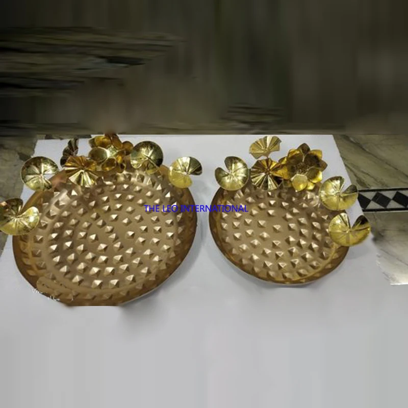 Stainless steel shiny polish brass metal gold plated white marble base Chocolate Bowls set of 3 Arabian style 10X5X10 Inch Dubai