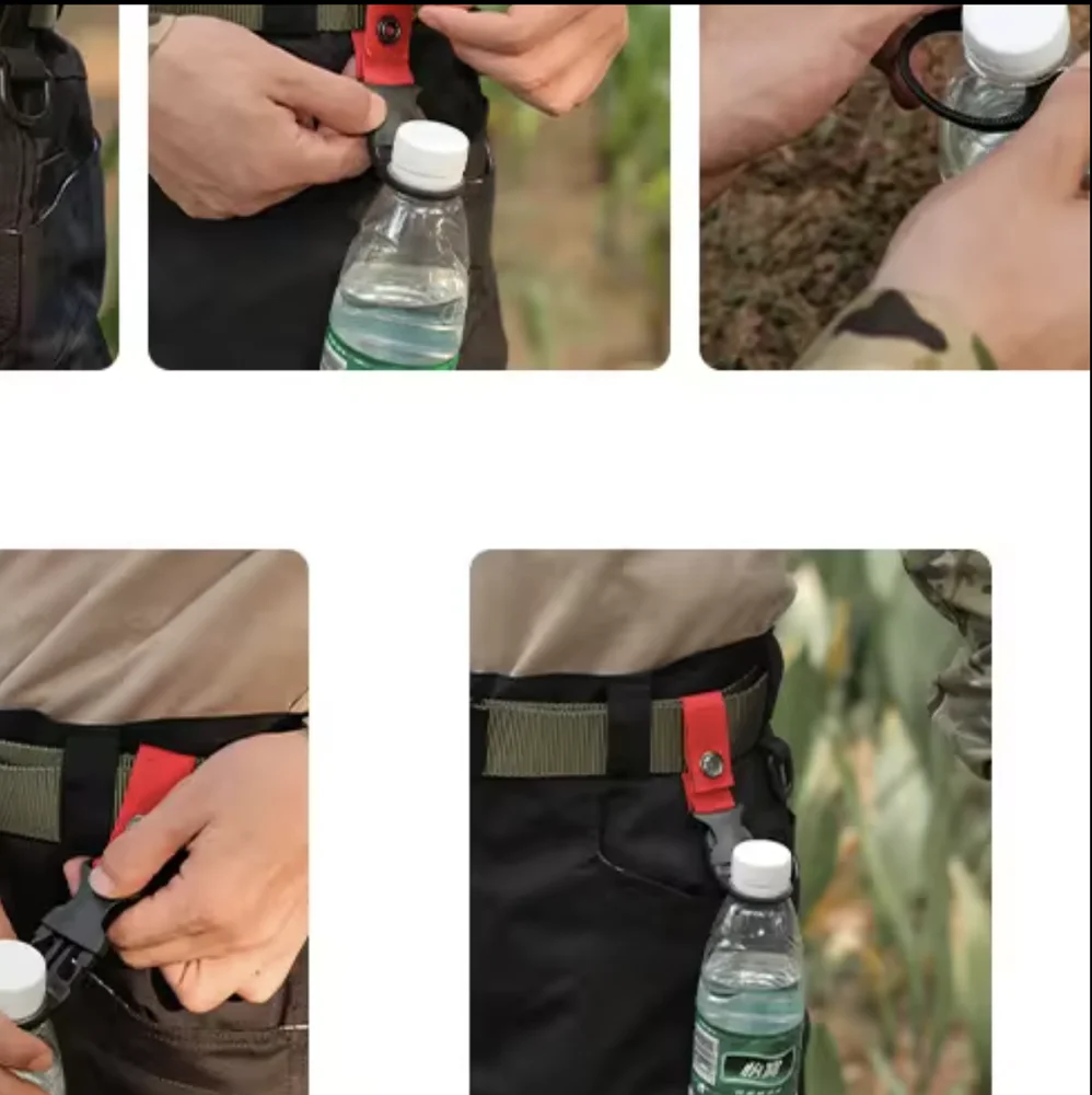 Water Bottle Ring Keychain Holder Clip Multifunction Nylon Webbing Key Chain Hook Climbing Carabiner Belt Backpack Hanging Clips
