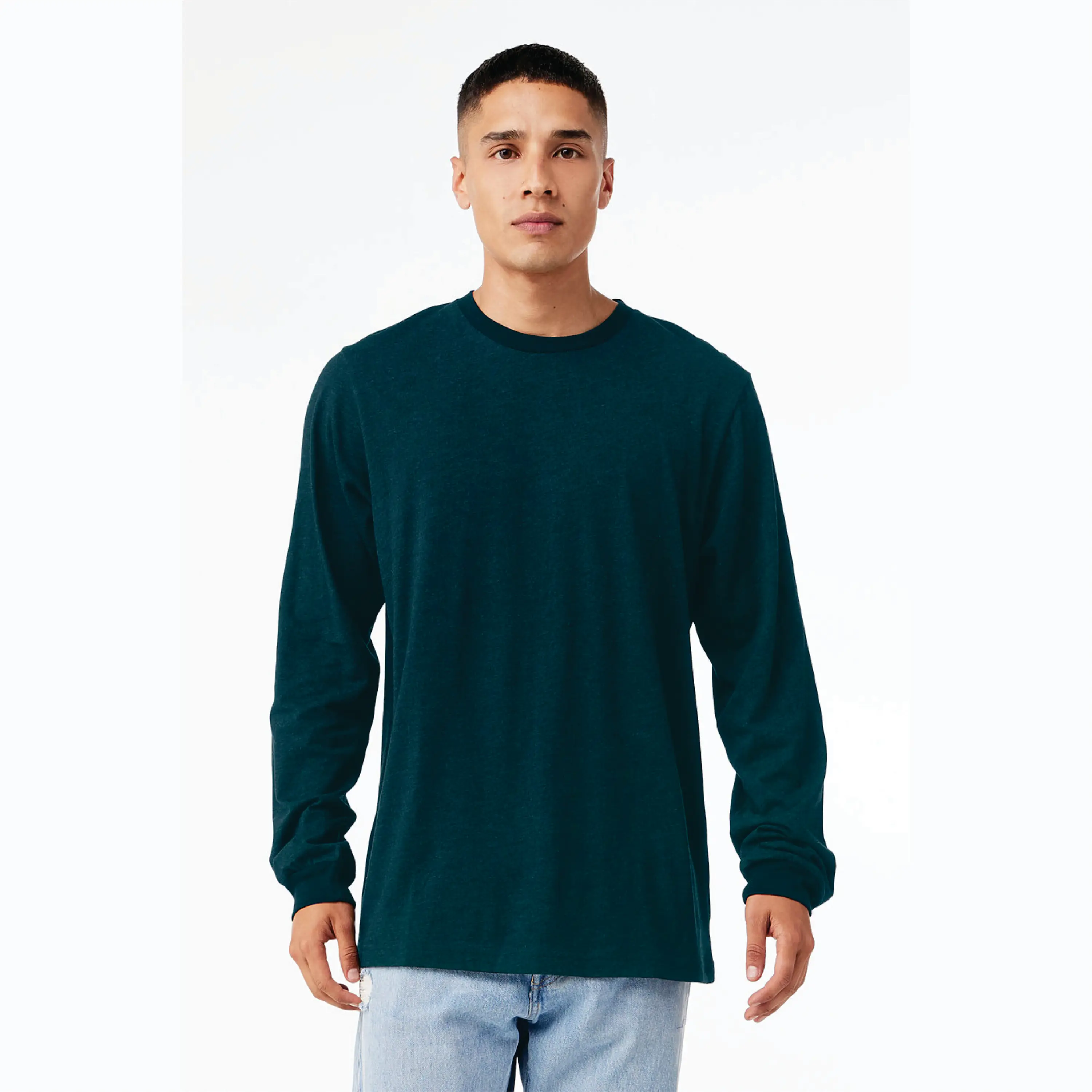 100% Airlume Combed and Ring Spun Cotton 32 Single 4.2 oz Atlantic Classic Crew Neck Unisex Jersey Long Sleeves T-Shirt