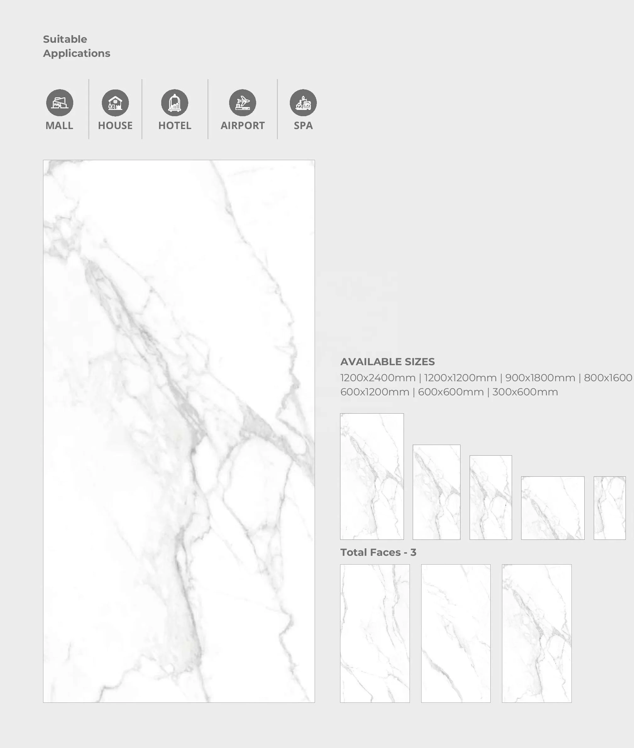 48x96, плитка большого размера для пола, тонкая плита, фарфоровая плитка с каррарным белым мрамором, Спеченный камень из Индии
