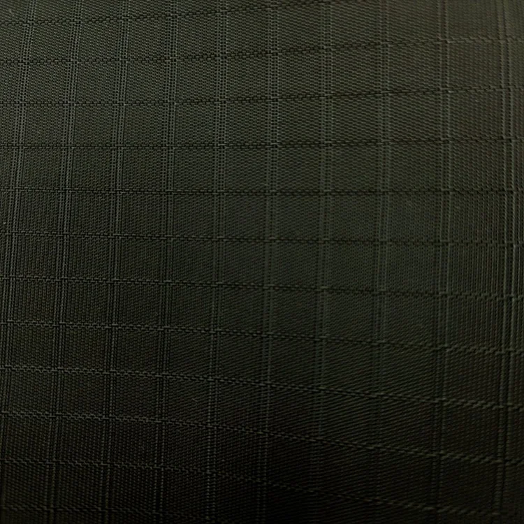Black Square Water Repellent PU Coating Nylon Ripstop Fabric For Bags Suitcase Luggage