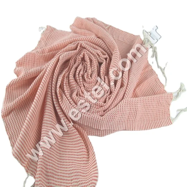 Chess Design  Orange Color  Multipurpose Beach  Towel 100 % Cotton Made in Turkey HandWoven Twisted Fringes