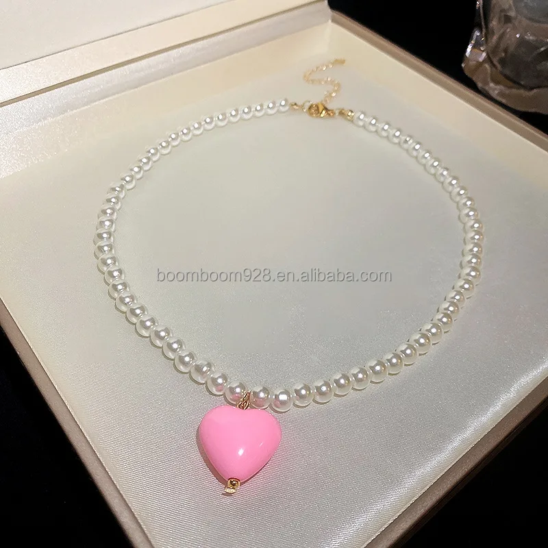 Premium sense necklace French vintage fashion temperament clavicle chain with diamonds Saturn pearl necklace pendant