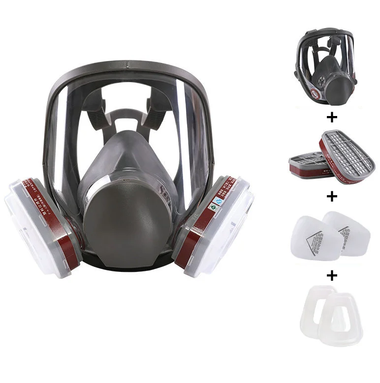 High safety gas mask spray paint chemical pesticide protective mask wide view silicone mask full face protection