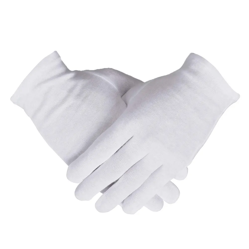 Factory Price Interlock White Inspection Gloves Direct Sale Fabric Cotton Gloves Custom Logo Cleaning worker Gloves