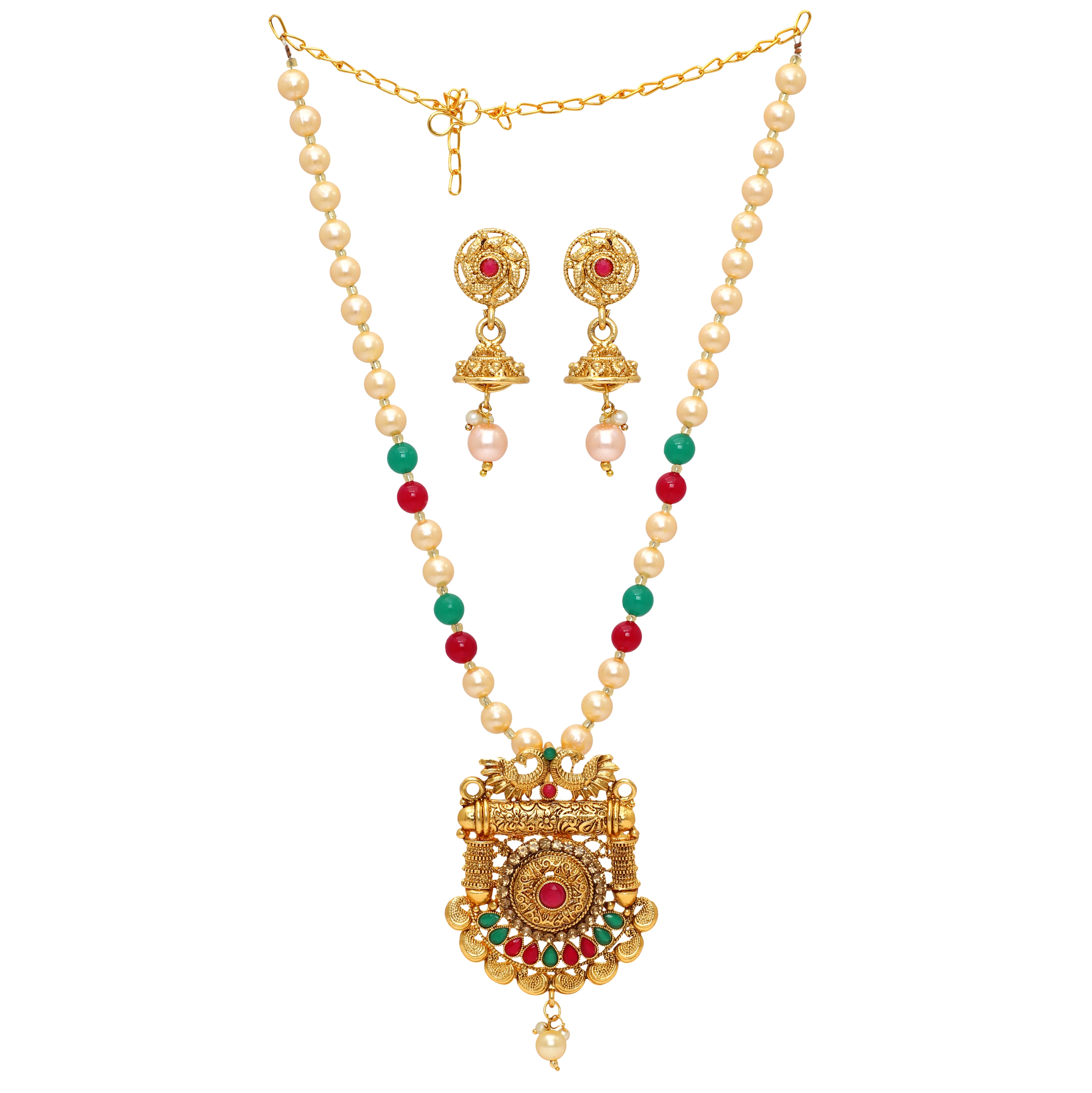 Latest Exclusive Designer Fashion Indian Jewellery Light Weight Matt Gold Long Traditional Necklace set With Long Earrings 2023