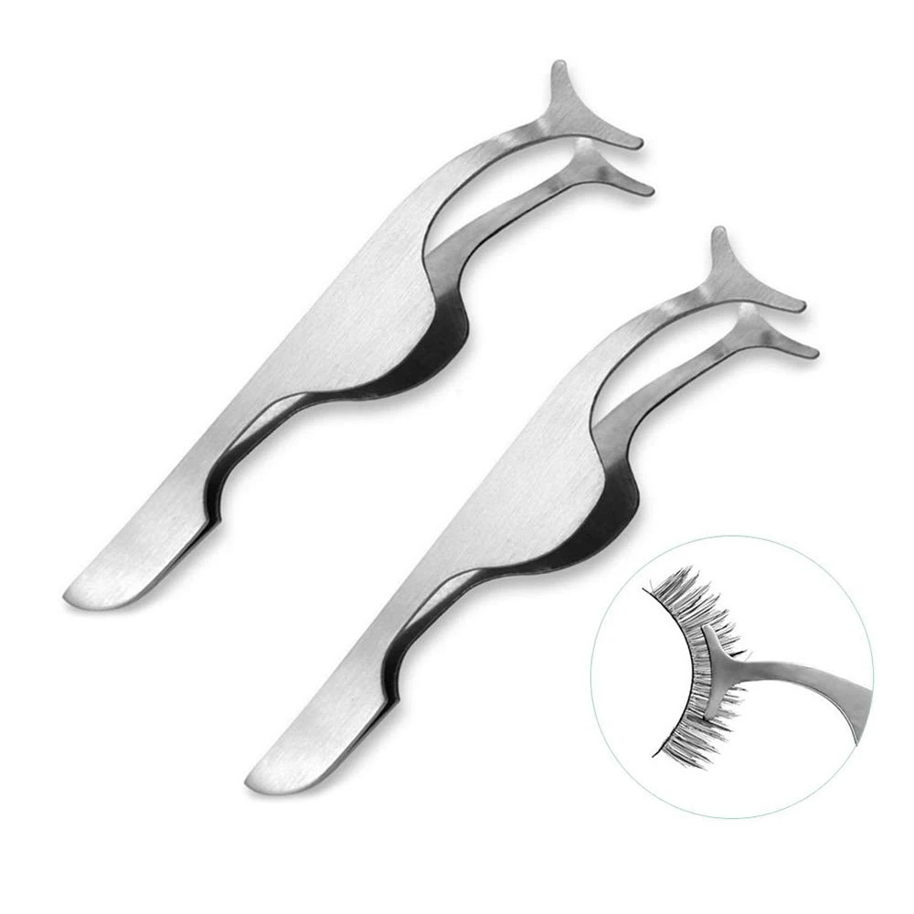 Wholesale Stainless Steel Eyelash Tweezers Bulk Sale Fake Lash metal Applicator Custom LOGO Holder