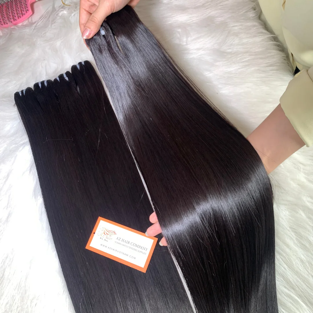 100% Remy Human Hair Straight Machine Made Weft Hair Extension Double Drawn Hair Vietnamese Raw