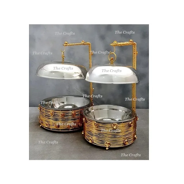 Silver And Gold Color Brass And Steel Chaffing Dish With Exclusive Quality At Competitive Pricing