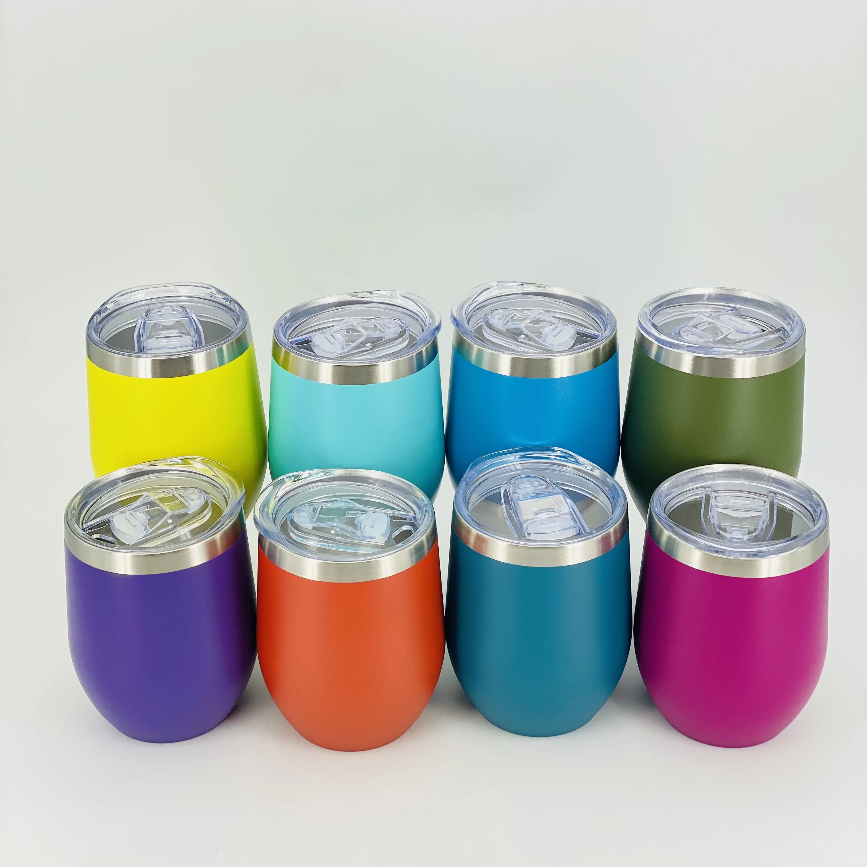 High Quality 12oz Wine Tumbler Wholesale Powder Coated Insulated Double Wall Stainless Steel Custom Wine Tumbler With Straw