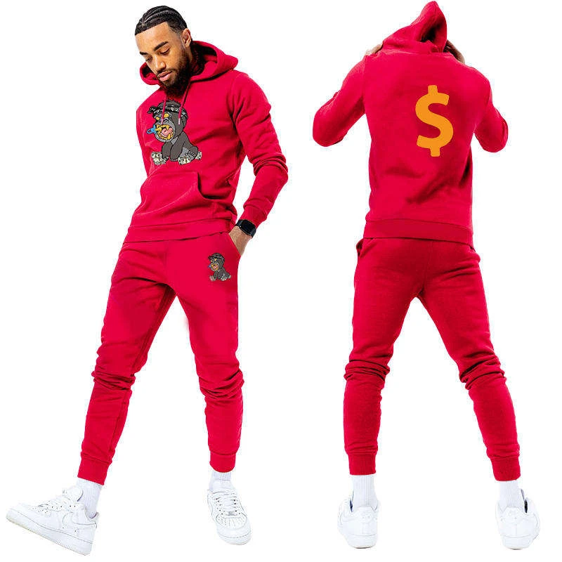 Custom Label Sweat Suits Streetwear Mens Sweatsuit Sweatpants And Hoodie Set Slim Fit Tracksuit  private label jogger sets
