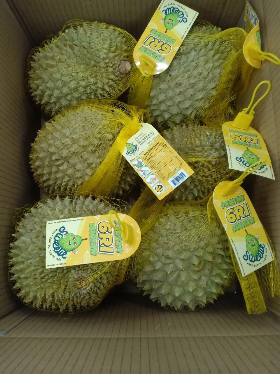 3-6 Fruits/carton Monthong/Ri6 Durian IQF Freezing Process Seed Or Seedless Organic Whole Shape Frozen Durian