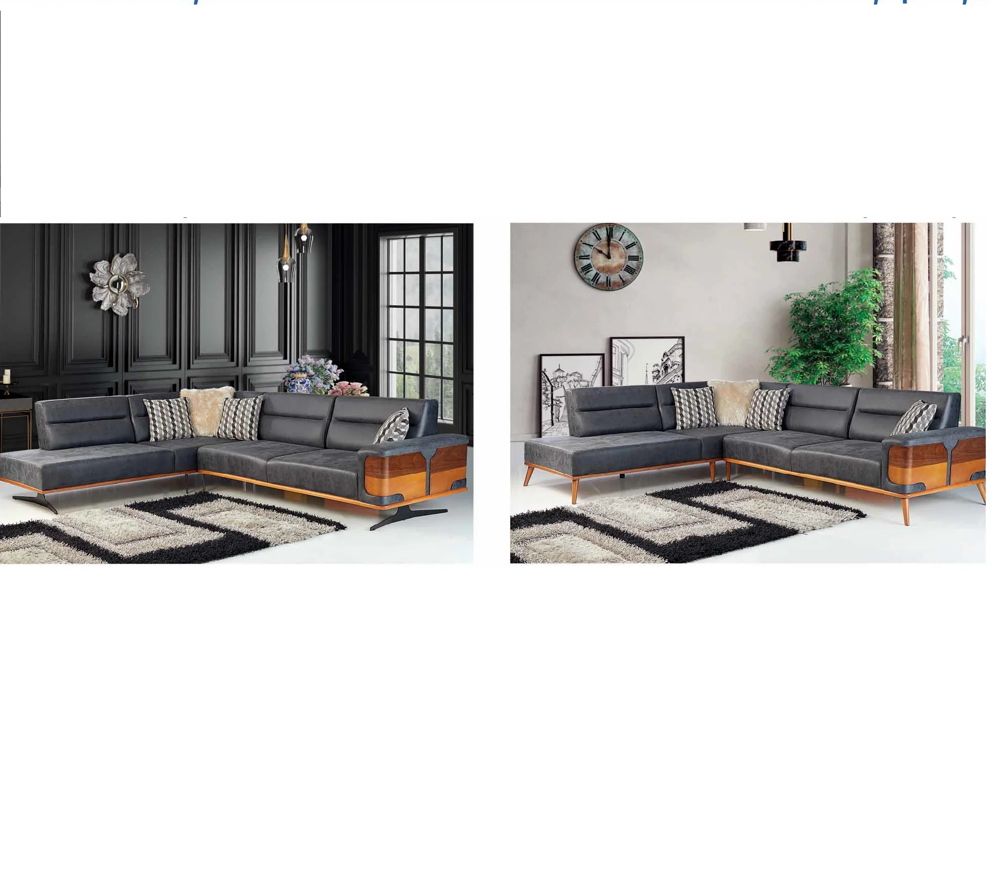 Modern Home Furniture Black Color Living Room Corner Set Stylish and Comfortable Premium - Made in Turkey