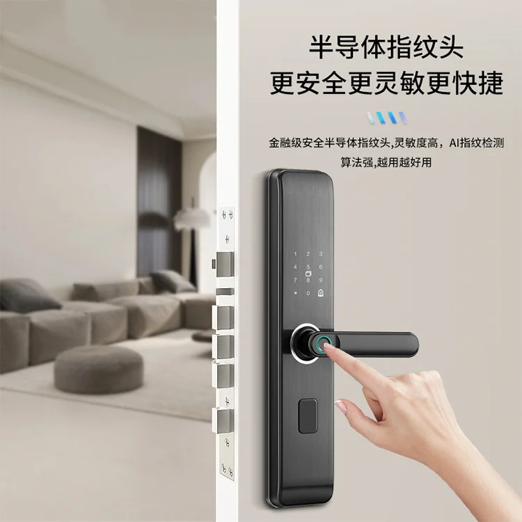Free Shipping Item Electronic Hotel Lock System Fingerprint Keyless Opening Keypad Smart Digital Wood Door Handle For Entry Door
