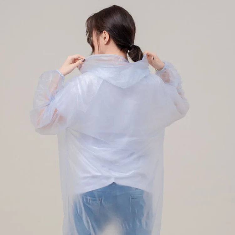 OEM Waterproof Semi White Hiking Travel Outdoor Hooded Design Fog Fashion Long Rain Jacket Transparent Winter Cheap Raincoat