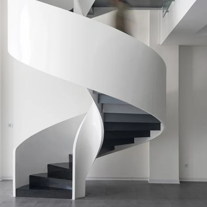 CBMmart Easy Installed Villa Commercial Metal Spiral Staircase Resident Indoor Wood Tread Helical Stairs