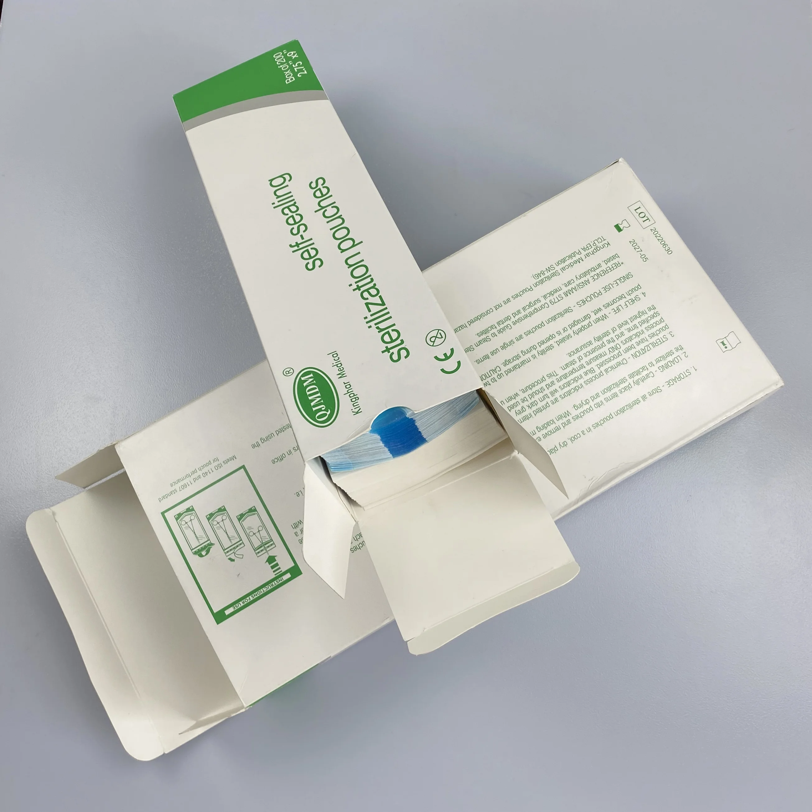 Popular Dental equipment used Dental Sterilization Flat Reel Pouch Sterile Pouch Manufacture Self Sealing Pouch